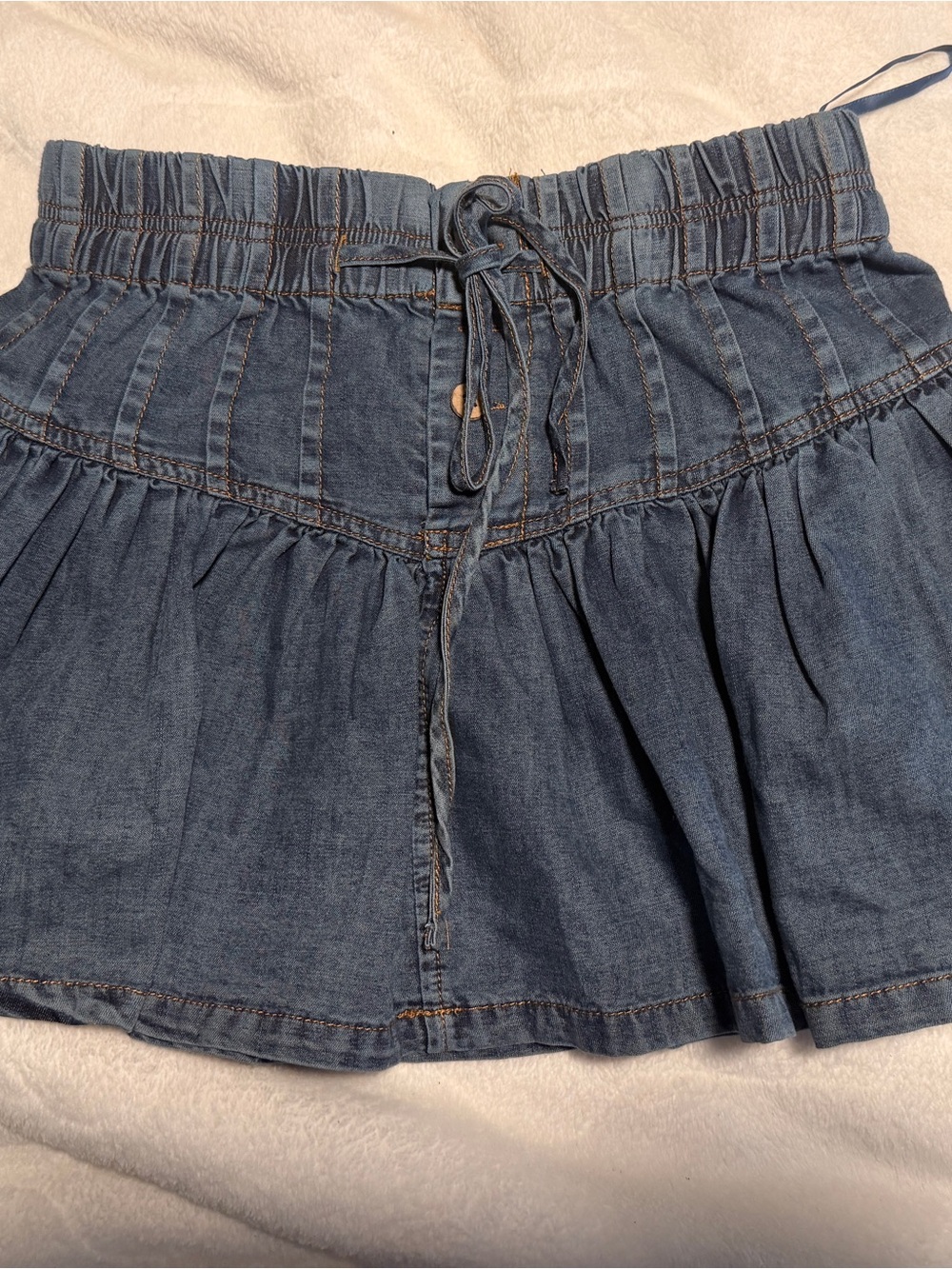Klesis Denim Drawstring Mini Skirt
